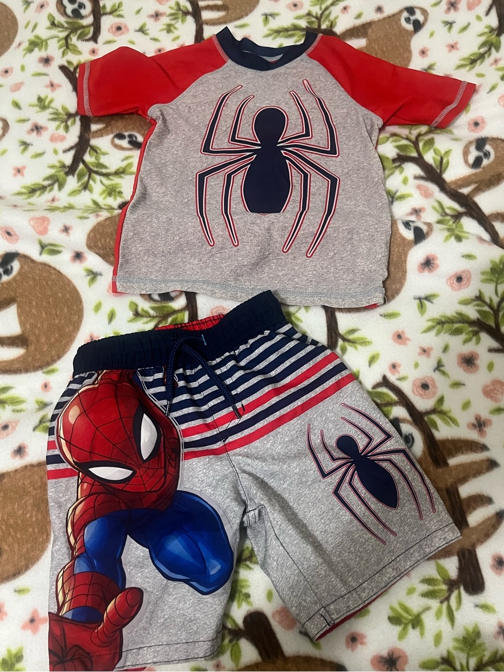Spiderman Grey and Red Kids Swimsuit Top & Shorts - Boys X-Small